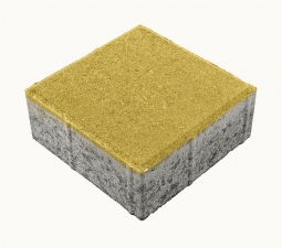 Тротуарная плитка Берит Квадрат Желтая 200х200х80 на сером цементе