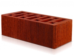 Кирпич лицевой керамический Красный «Бархат» пустотелый утолщенный