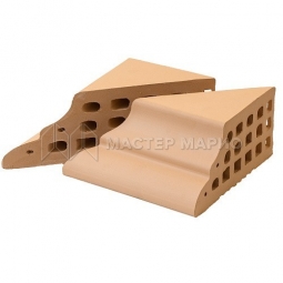 Кирпич карнизный керамический «Соломенный» пустотелый угловой