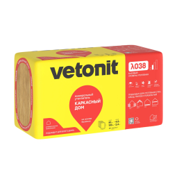 Базальтовый утеплитель Vetonit Каркасный дом 100 1000х600х100 мм/ 4шт, 2,4м2