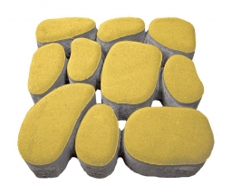 Тротуарная плитка Берит Морской берег Желтая 500х500х100 на сером цементе