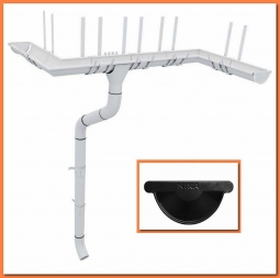 Водосточная система металлическая Nika, комплект дома 6х6 RAL9005 Черный янтарь